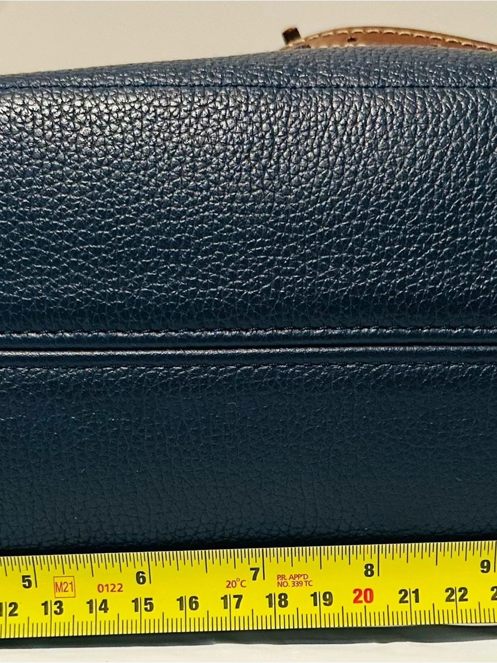Dooney & Bourke Navy Blue Leather Satchel with Brown Trim and Tassels